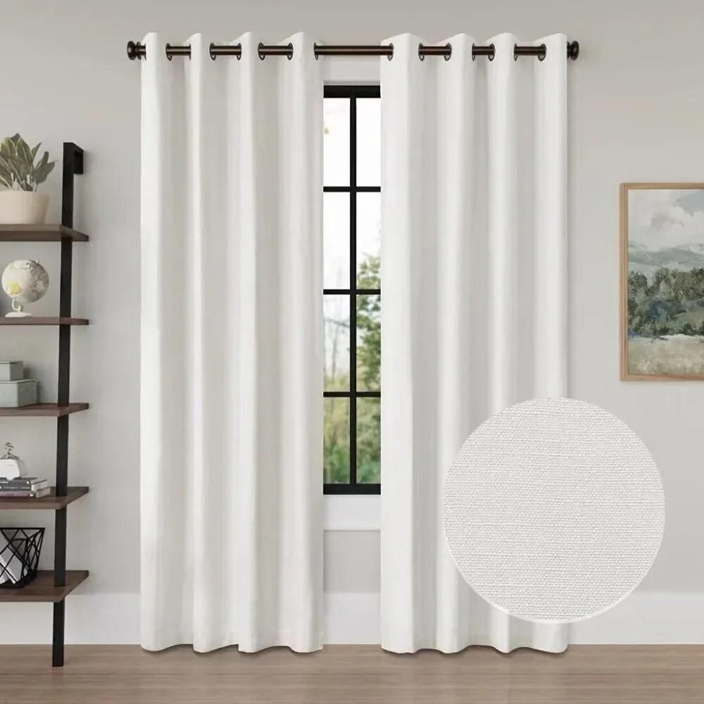 2 Curtain Panels White Grommet Lien 52